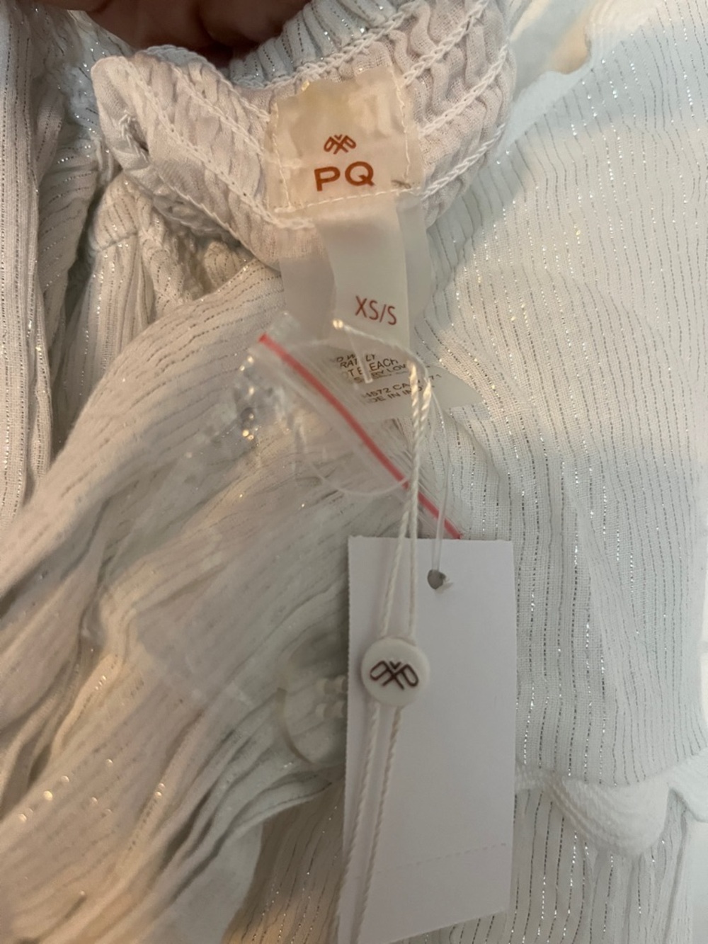 PQ SWIM IVORY EMERY METALLIC RESORT COVERUP DRESS BACK TIE NWT SZ XS/S - Picture 6 of 7
